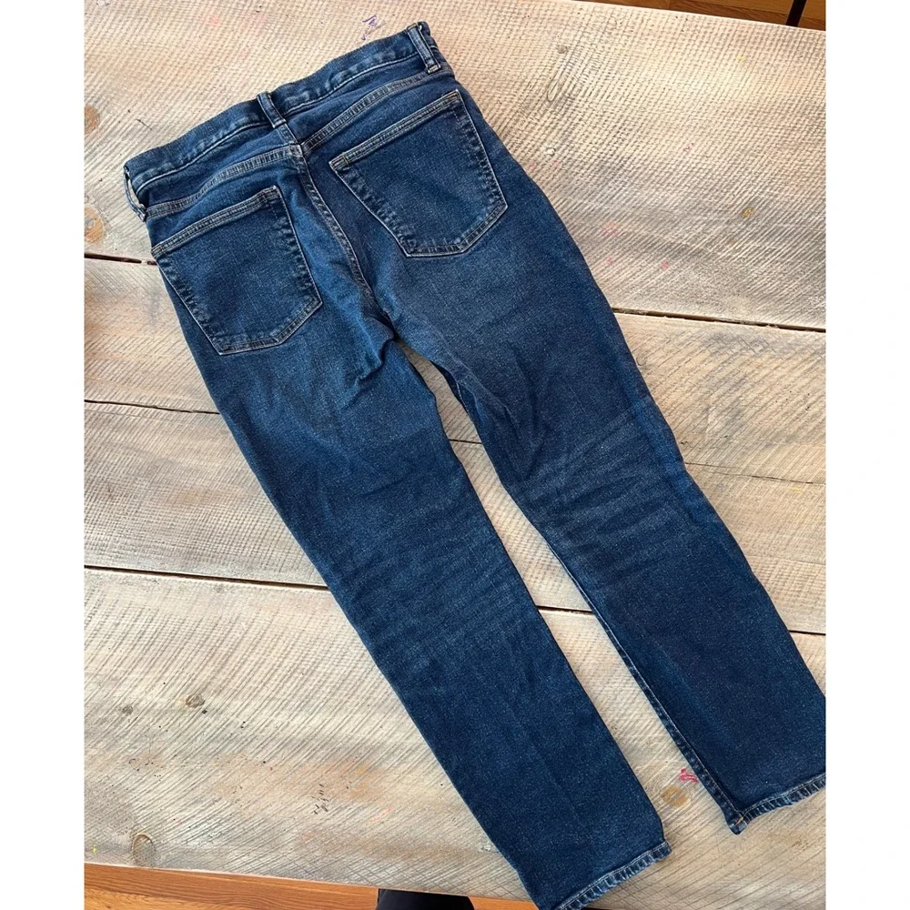 Gap Straight Jeans Mens 28x30 Dark Tinted Blue Excellent 497121-00 Stretch Denim
